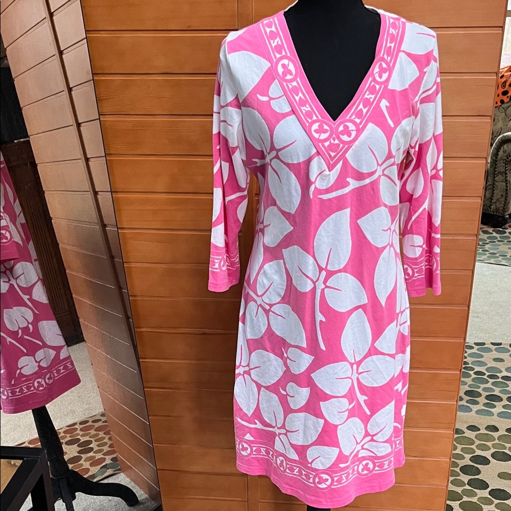 Pink and White Floral Midi Dress - Picture 3 of 8